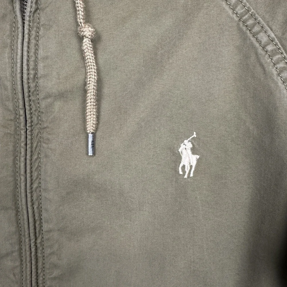 Polo Ralph Lauren Utility Jacket Mens Large Army Green Hooded Full Zip Pony Logo